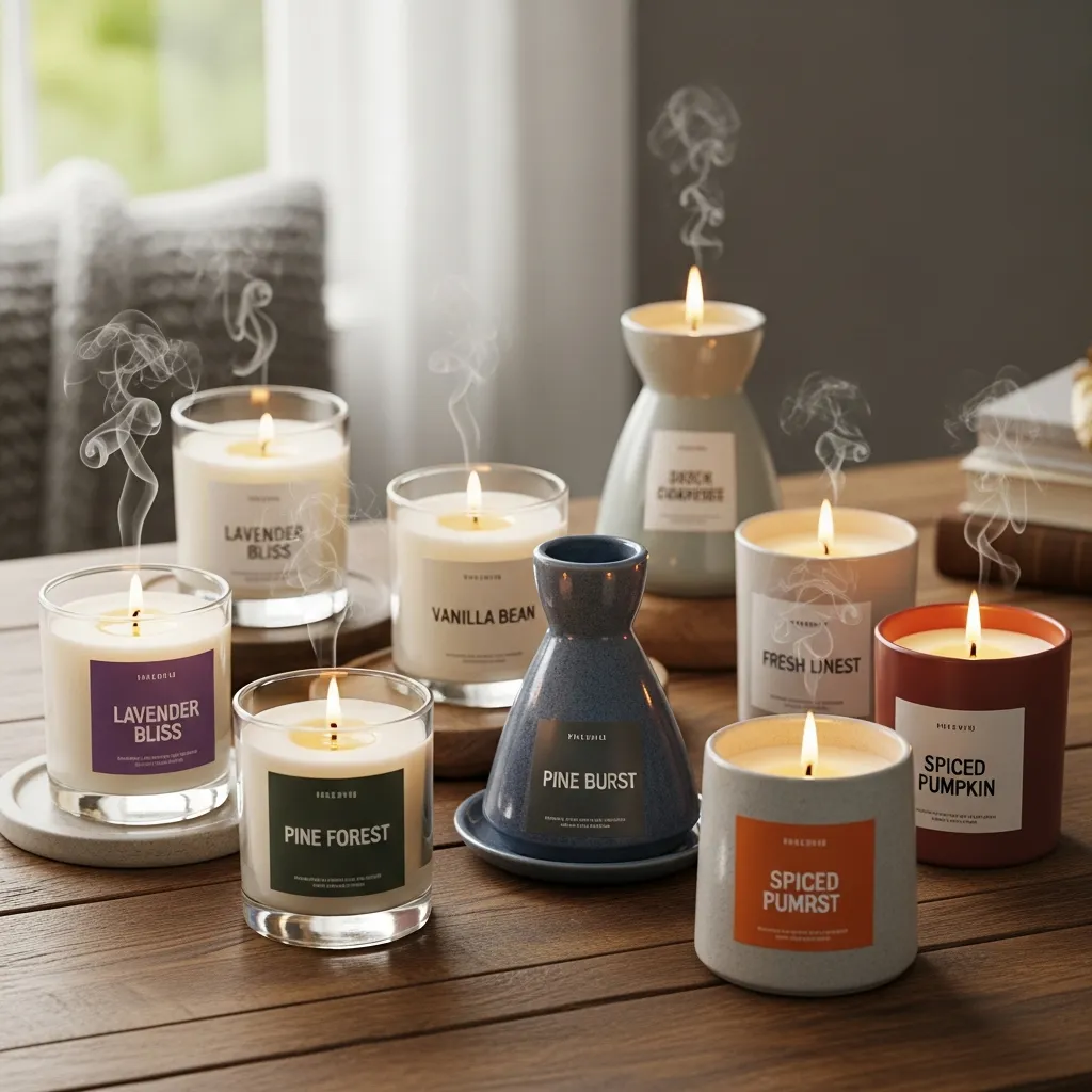 Kynttiläkokoelma eri tuoksuja