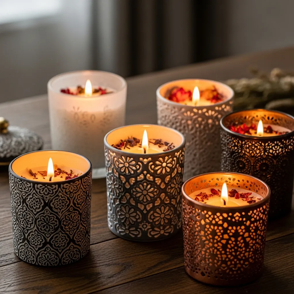 Tuoksukynttilät kauniissa astioissa
